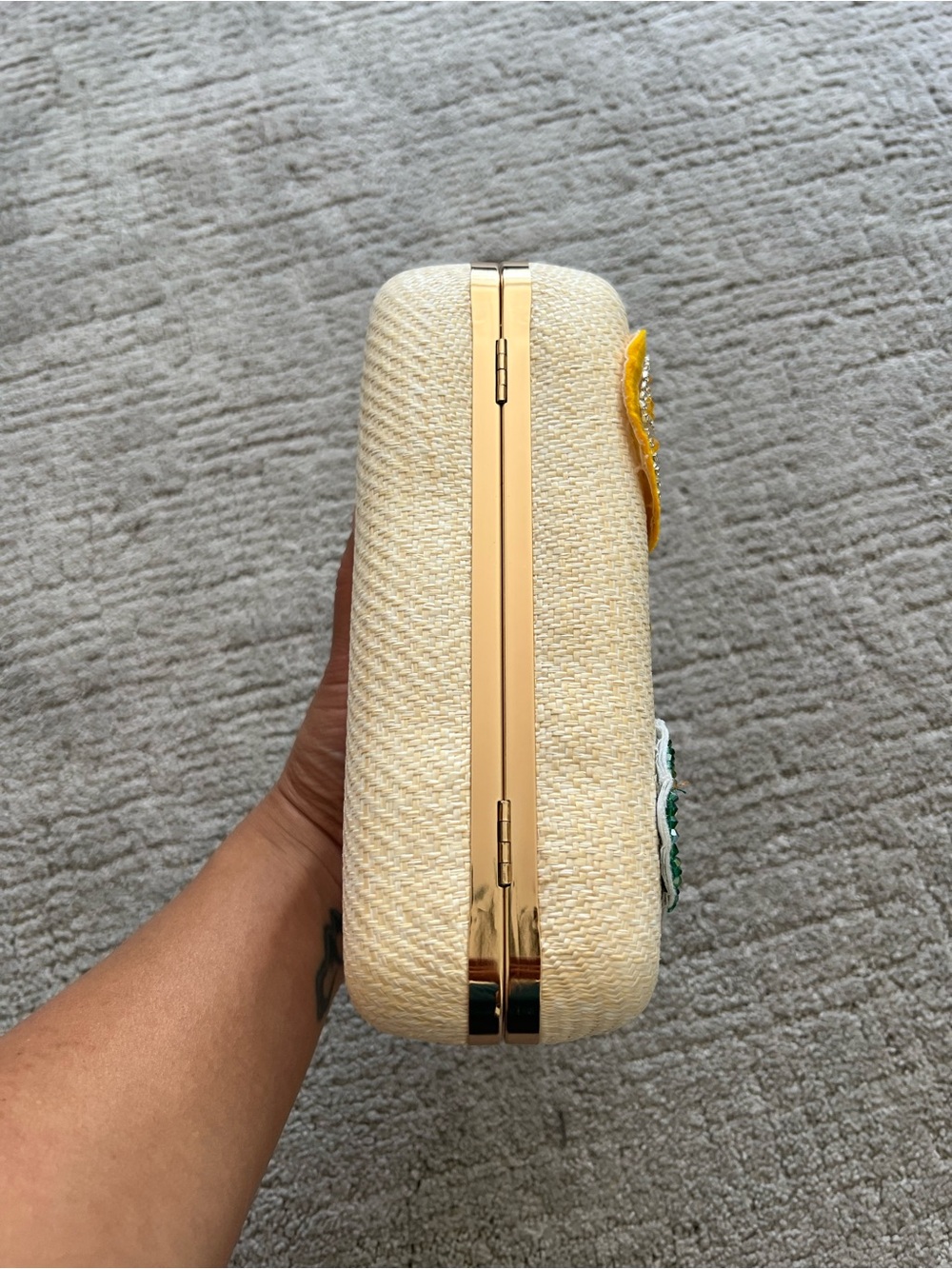 Haute Hippie Straw Top-Handle Bag with Yellow Fruit Appliqués - Picture 6 of 15
